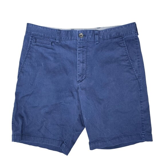 Nordstrom Mens Shop Navy Blue Stretch Cotton Blend Chino Shorts 35W - Picture 6 of 6